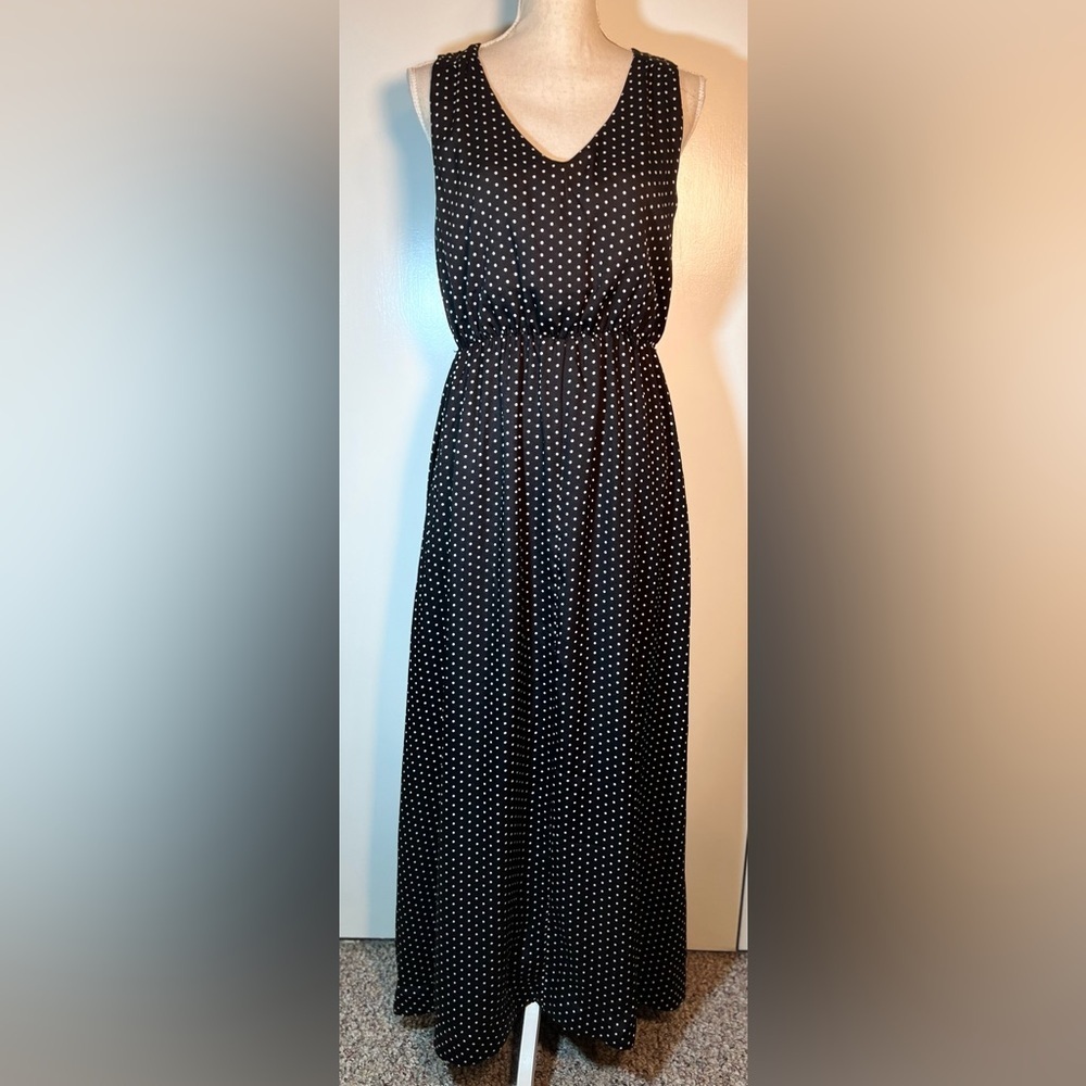 Draper James RSVP Maxi Formal/Bridesmaid Dress Black White Polka Dot Size M - Picture 2 of 8